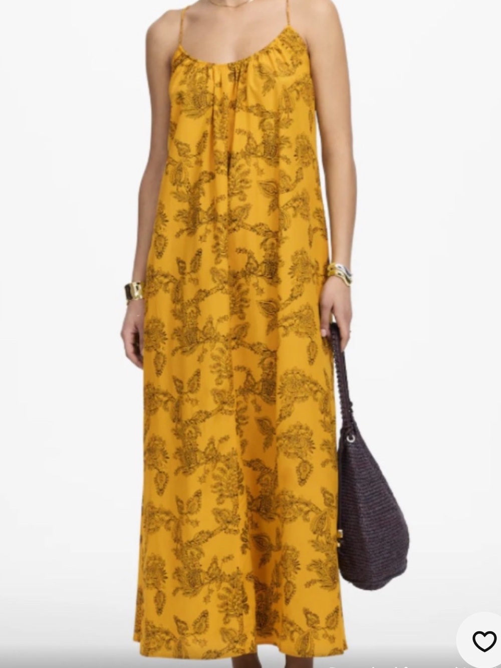Madewell Mustard Yellow Floral Maxi Dress with Crossback Straps